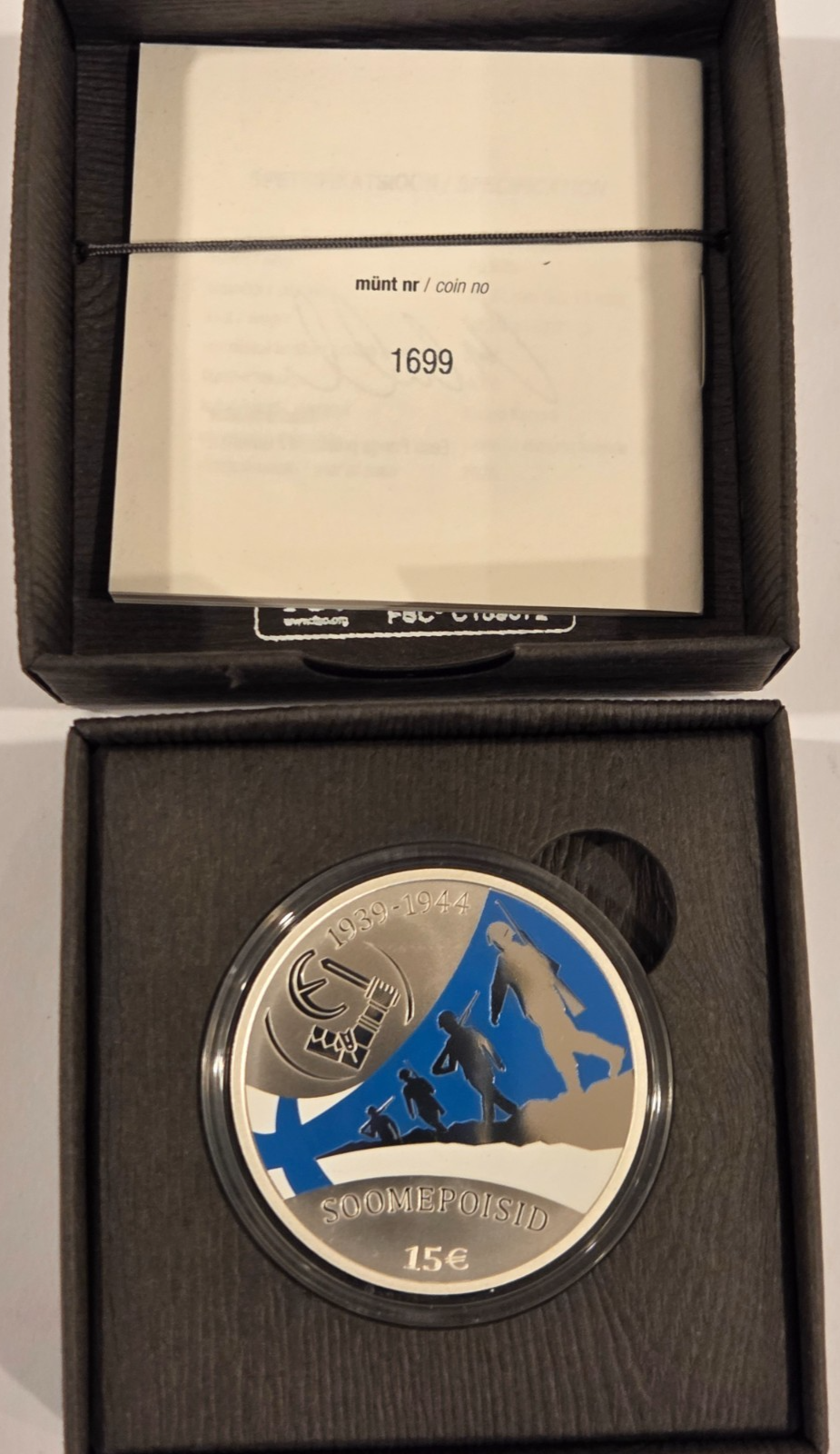 ESTONIA 15 euro plata 2025 LA RESISTENCIA - los chicos Finlandeses