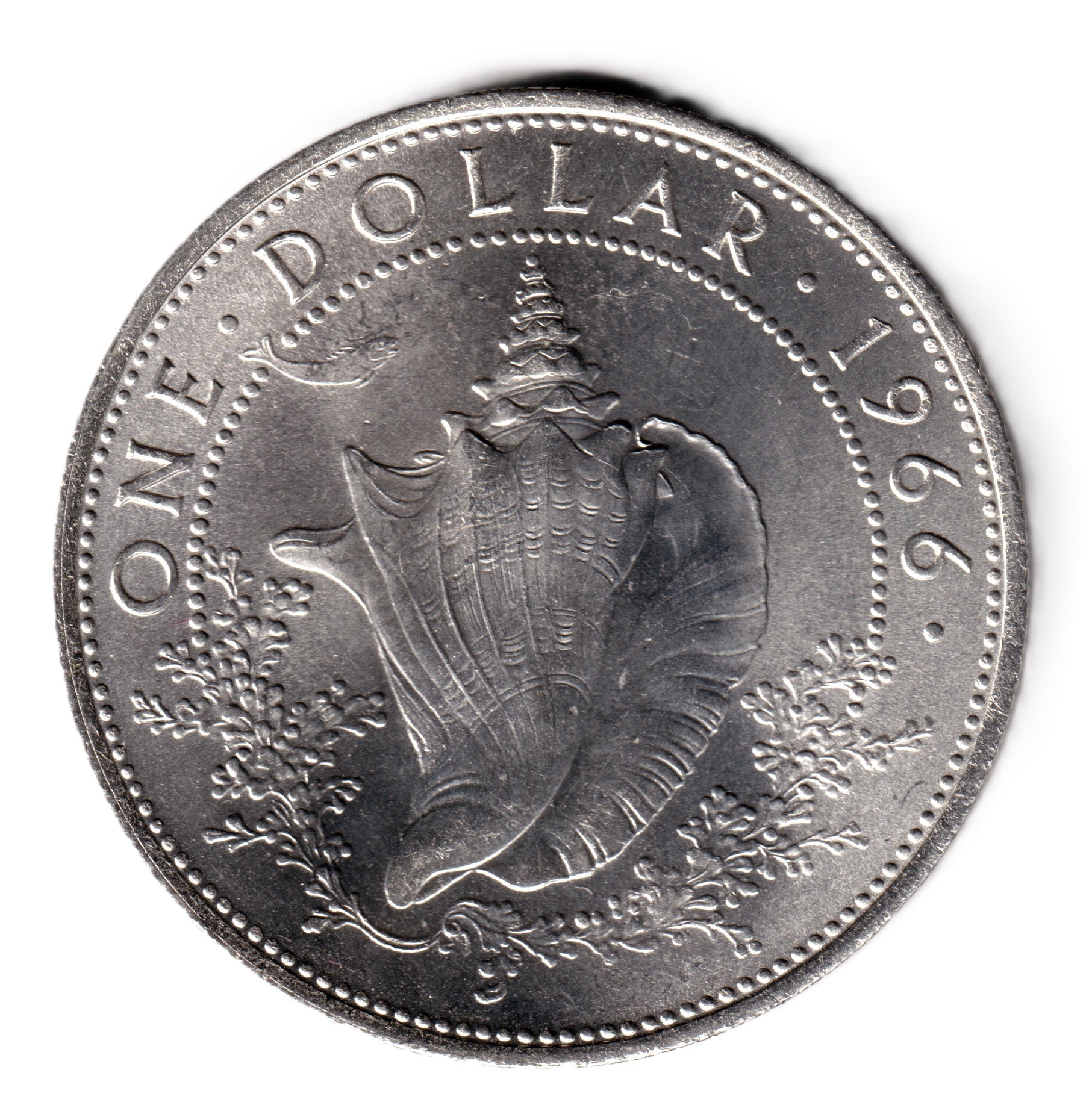 1 Dolar plata BAHAMAS 1966 CARACOLA sin circular