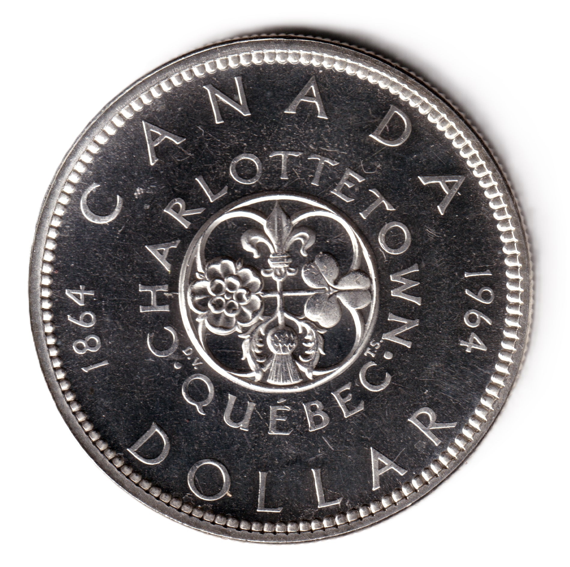 1 dolar plata CANADA 1964 Charlottetown y Quebec