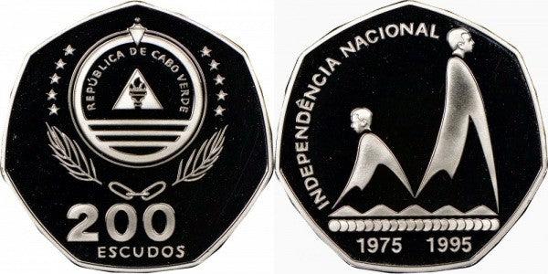 200  escudos plata 1995 CABO VERDE 20º aniversario Independencia