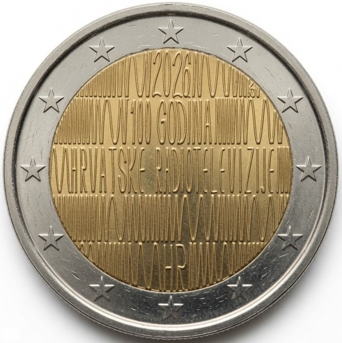 2 euros CROACIA 2026 100 años de la Radio y Televisión Croata